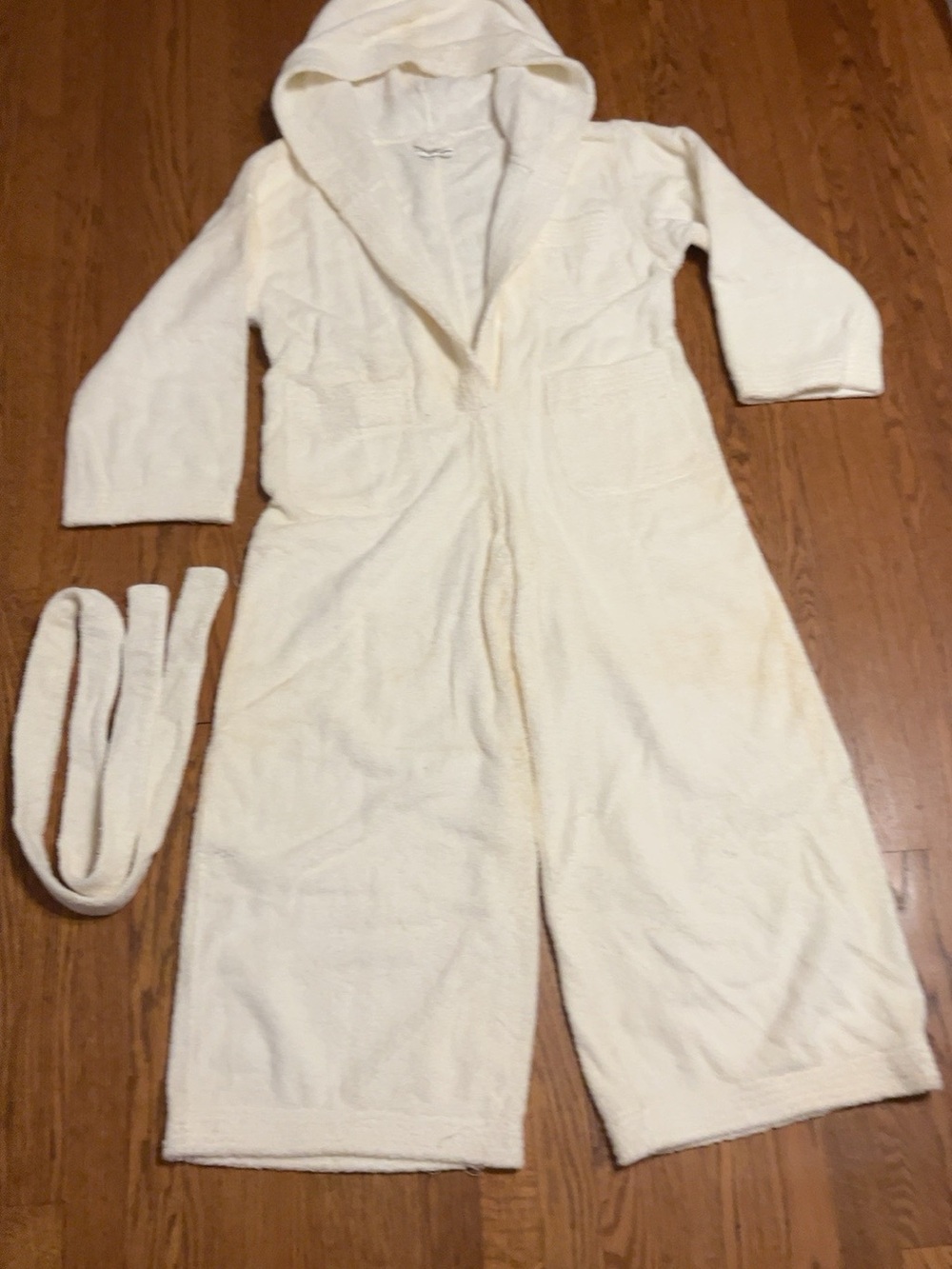 Vintage Isaac Mizrahi White Cotton Terry Hooded Jumpsuit Robe S Archive 3040